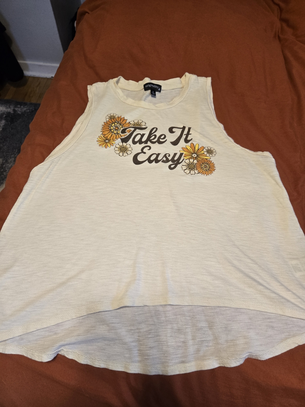 Take It Easy Floral Graphic Tank Top - Cream